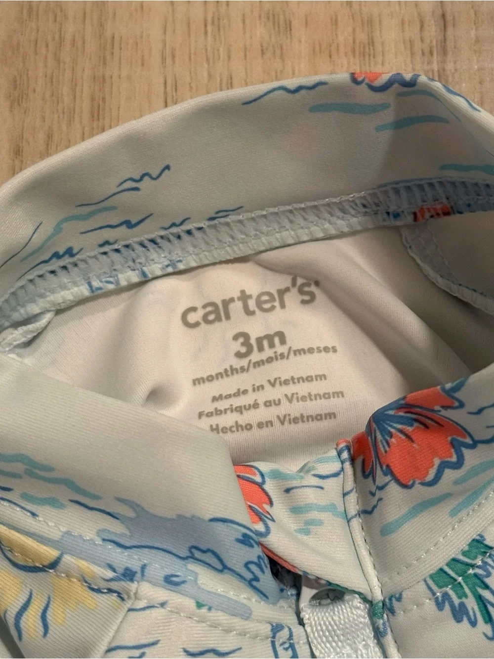 Carter's Baby Girl Tropical Beach Long-Sleeve Rashguard Swimsuit One Piece New - Picture 5 of 8